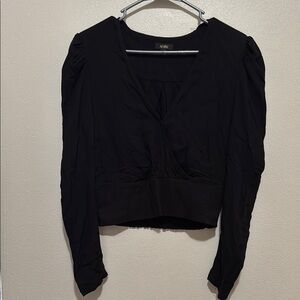 AFRM Black Long Sleeve V-Neck Crop Top